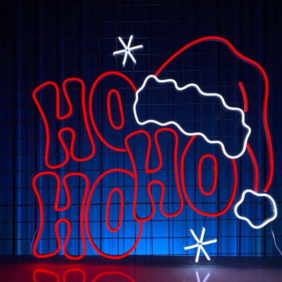 Handmadetneonsign Noel Hat Hohoho Neon Sign, Christmas Led Light Wall Art Decor, Christmas Home Wall Decor