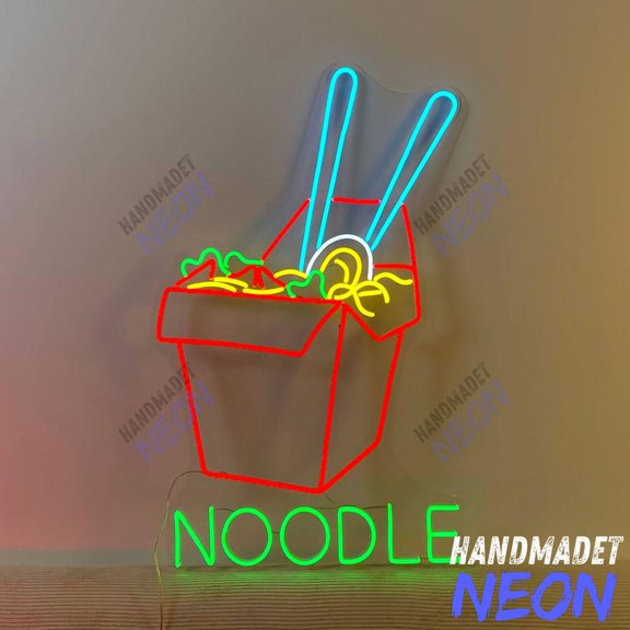 Handmadetneonsign Noodles Neon Sign, Ramen LED Wall Light, Asian Restaurant Decor 136296