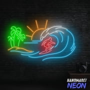 Handmadetneonsign Ocean Waves Neon Sign, Surfer Led Sign, Surfing Club Decor