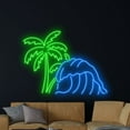 thumbnail image 1 of Handmadetneonsign Ocean Waves Palm Tree Neon Sign, Palm Tree Neon Art Decor, Tropical Island Neon Wall Decor, 1 of 5