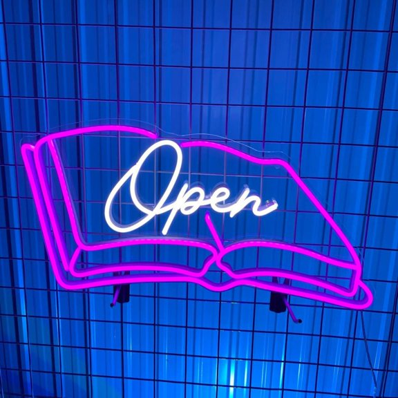Handmadetneonsign Open Book Neon Sign, Book Open Shop Neon Light, Bookworm LED Light, Bookish Led
