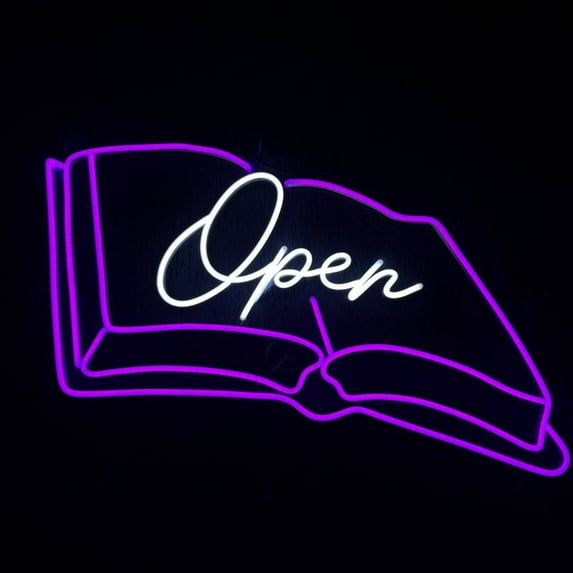 Handmadetneonsign Open Book Neon Sign, Book Store Wall Art Decor, Library Home Book Store Wall Decor