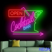 Handmadetneonsign Open Cocktail Bar Neon Sign, Cocktail Led Sign, Bar Wall Art, Party Wall Decor 91043