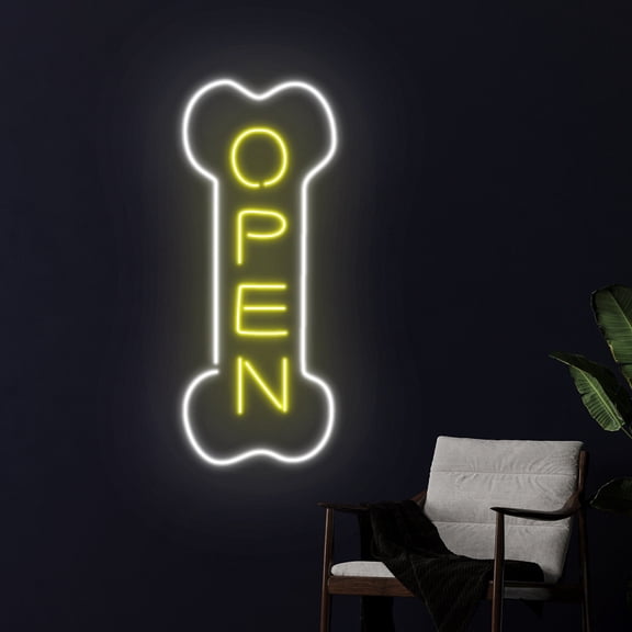 Handmadetneonsign Open Dog Bone Neon Light, Dog Cat Led Light, Pet Store Led Sign, Pet Shop Neon