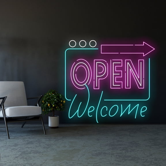 Handmadetneonsign Open Welcome Neon Light, Open Welcome Neon Sign, Open Led Lights, Wall Décor