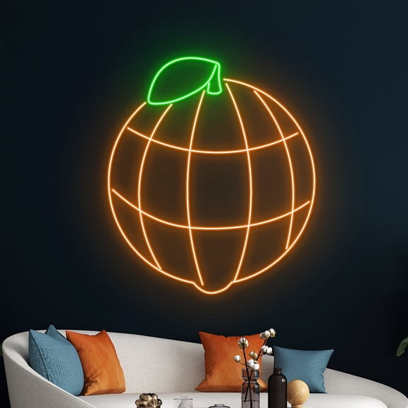 Handmadetneonsign Orange Disco Led Sign, Disco Orange Neon Light, Orange Fruit Disco Ball Neon Sign