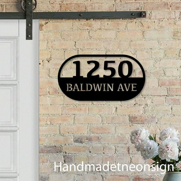 Handmadetneonsign Outdoor House Number Metal, Home Number Metal Sign, Address Wall Sign 037916