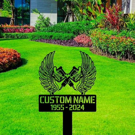 Handmadetneonsign Outdoor Memorial Tattoo Metal Sign With Stakes, Memorial Tattoo Artist Name