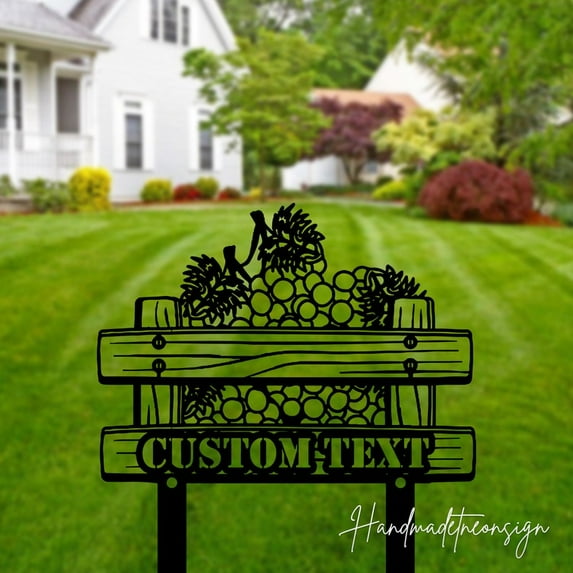 Handmadetneonsign Outdoor Organic Fruit Farm Metal Sign With Stakes, Fruit Farm Garden Yard Decor