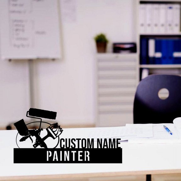 Handmadetneonsign Painter Metal Nameplate, Painter Desk Nameplate, Painter Desk Name Plate Decor