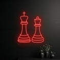 thumbnail image 1 of Handmadetneonsign Pair of Chess Pieces King & Queen Neon Sign, Chess Led Sign, Chess Player Led Light, Wall Décor, 1 of 5