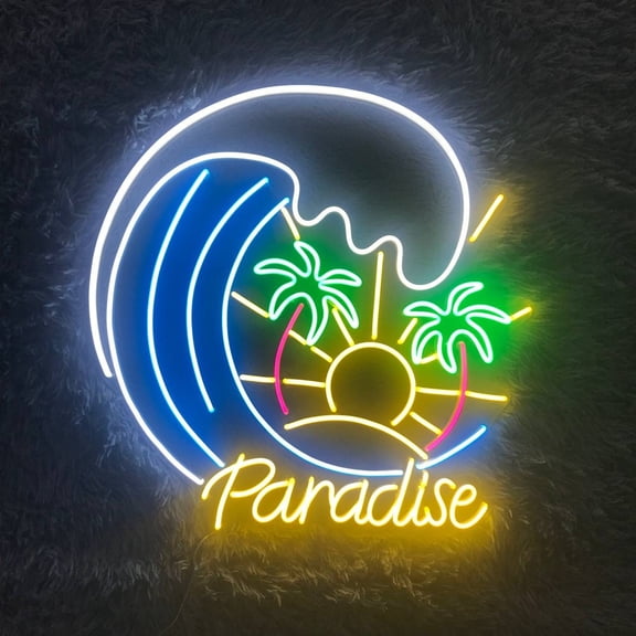 Handmadetneonsign Paradise Beach Led Sign, Summer beach Neon Sign, Wall Decor, Summer Neon Sign