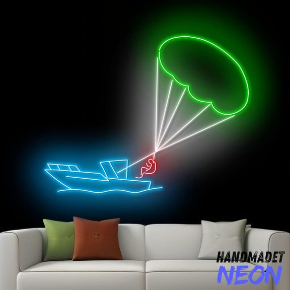 Handmadetneonsign Parasailing Neon Sign, Water Sport Led Sign, Sport Club Wall Art, Home Wall Decor 92936
