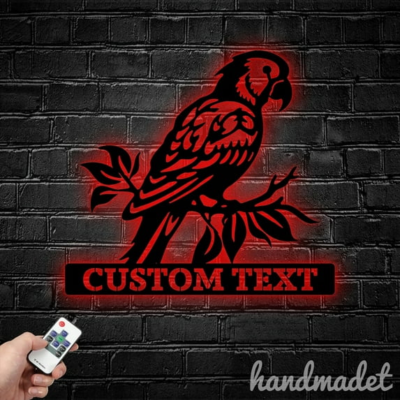 Handmadetneonsign Parrot Metal Wall Art, Parrot Metal Sign Wall Decor, Parrot Animal Metal Wall Decor