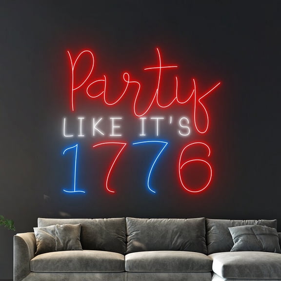 Handmadetneonsign Party Like It's 1776 Neon Sign, Party Neon Led Wall Art Decor, Party Wall Decor