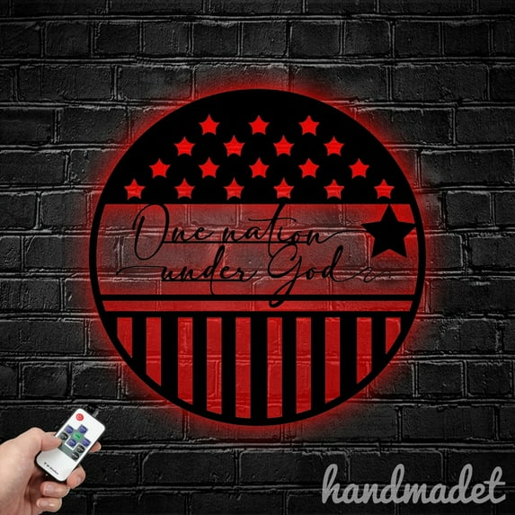 Handmadetneonsign Patriotic Welcome Metal Wall Art Light, USA Flag Metal Sign Wall Decor, Patriotic Welcome Metal Decor