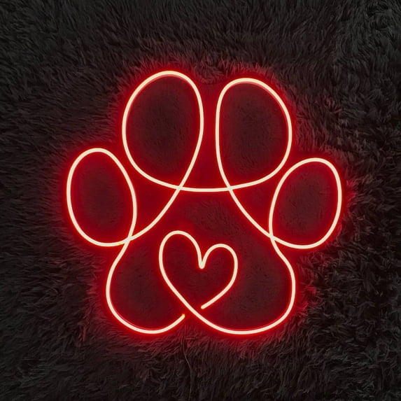 Handmadetneonsign Paw Led Sign, Paw Neon Sign, Wall Decor, Paw Neon Sign, Custom Neon Sign, Shop Led Sign, Best Gifts, Wall Décor