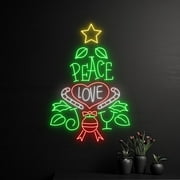 Handmadetneonsign Peace Love Joy Neon Sign, Merry Christmas Led Sign, Christmas Neon Light, Happy