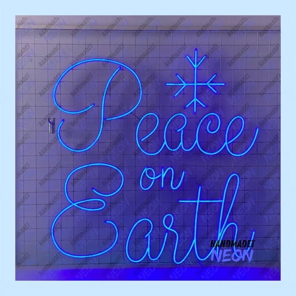 Handmadetneonsign Peace On Earth Neon Sign, Snowflake Led Sign, Christmas Wall Art, Home Wall Decor 91379