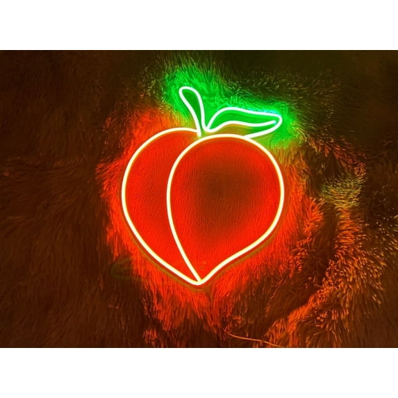 Handmadetneonsign Peach Led Sign, Peach Led Sign, Wall Decor, Bar Neon Sig, Custom Neon Sign, Restaurant Led Sign, Fruits Neon Sign, Peach Fruit Led Signs, Wall Décor