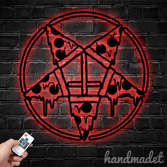 Handmadetneonsign Personalized 5 Star Pizza Metal Wall Art LED Light, Pizza 5 Star Metal Sign Decor