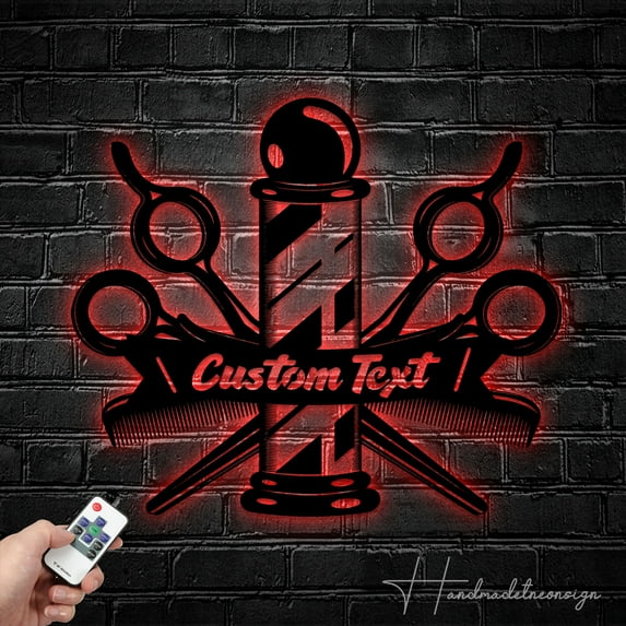 Handmadetneonsign Personalized Barber Shop Metal Sign, Personalized Hairstylist Name Sign Decoration