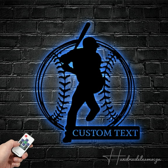 Handmadetneonsign Personalized Baseball Metal Wall Art LED Light - Custom Softball Player Sign Home