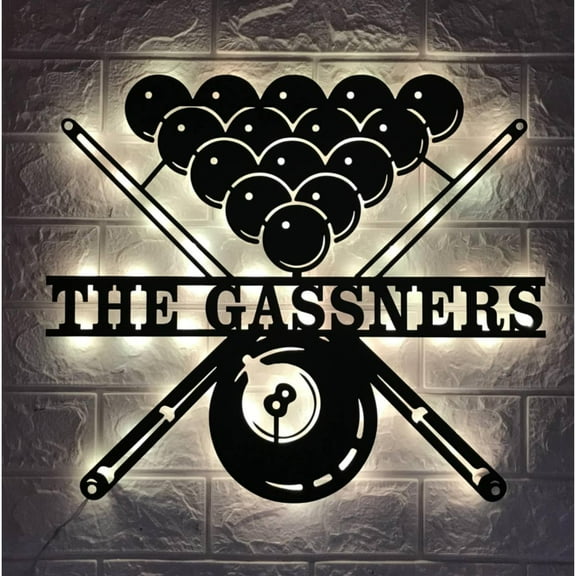 Handmadetneonsign Personalized Billiards Metal Wall Art LED Light - Custom Billiards Name Sign Home