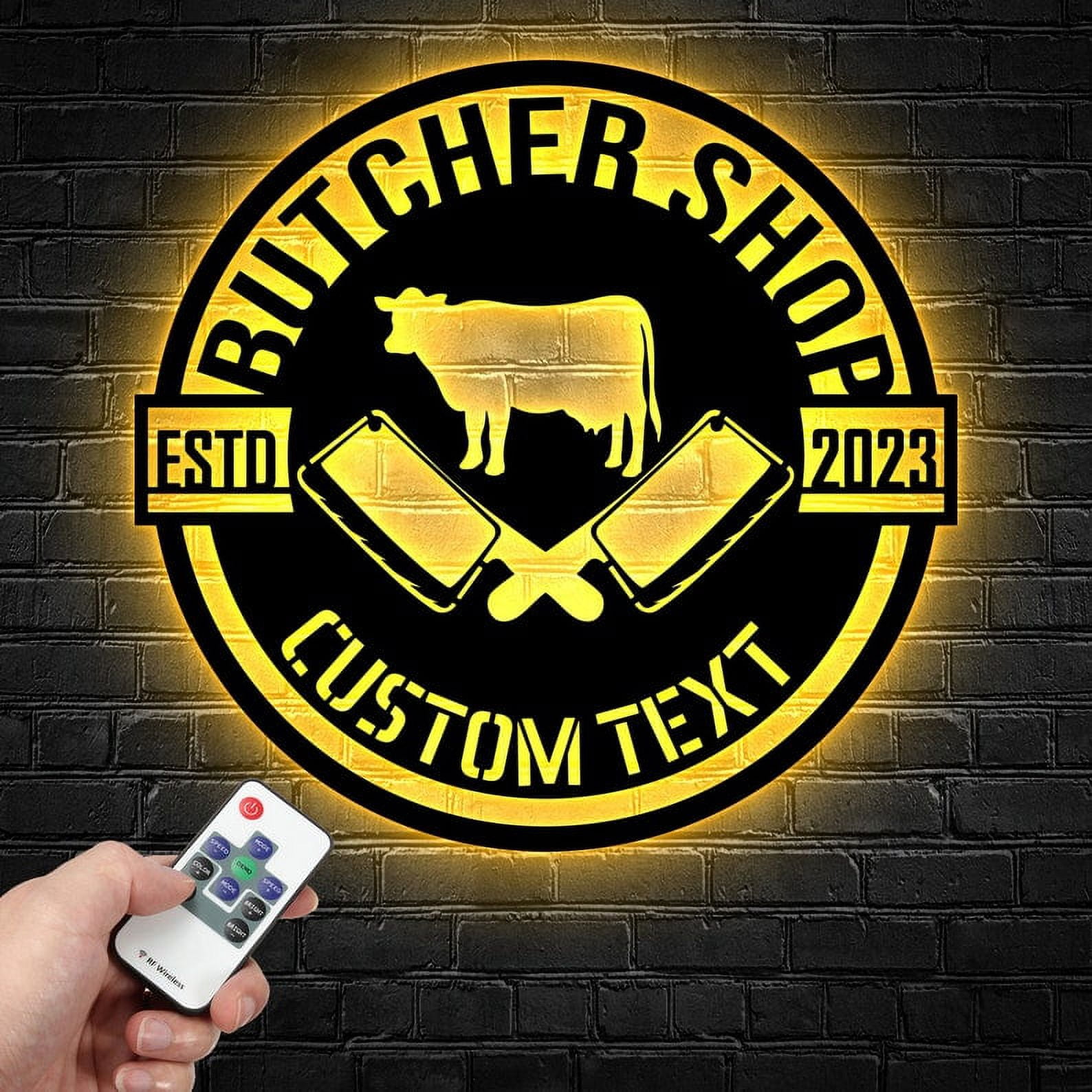 Handmadetneonsign Personalized Butcher Shop Metal Wall Art LED Light ...