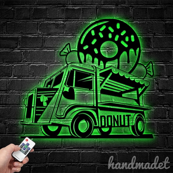 Handmadetneonsign Personalized Donut Bakery Home Shop Metal Sign, Donut Bakery Address Metal Sign