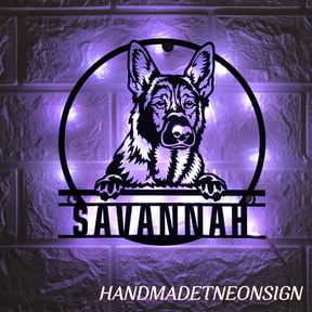Handmadetneonsign Personalized German Shepherd Metal Wall Art LED Light - Custom Dog Lover Sign Home