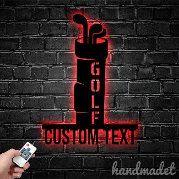 Handmadetneonsign Personalized Golf Bag Metal Wall Art Led Light, Custom Golf Metal Sign Home Decor
