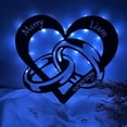 thumbnail image 1 of Handmadetneonsign Personalized Heart Rings Metal Wall LED Light, Marriage Couple Led Gift Sign, 1 of 4