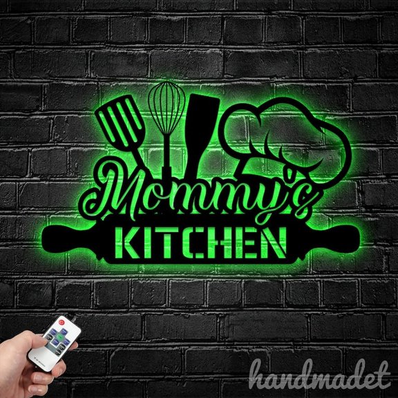 Handmadetneonsign Personalized Kitchen Metal Wall Art LED Light, Custom Kitchen Home Room Decor
