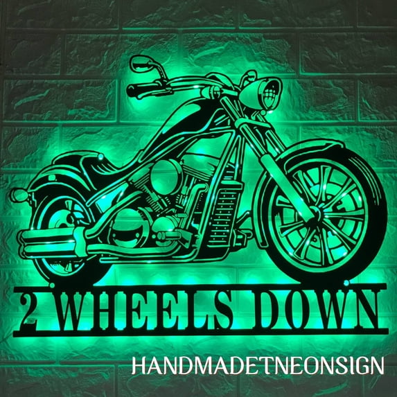 Handmadetneonsign Personalized Motocross Biker Metal Wall Art LED Light - Custom Motocross Biker Sign