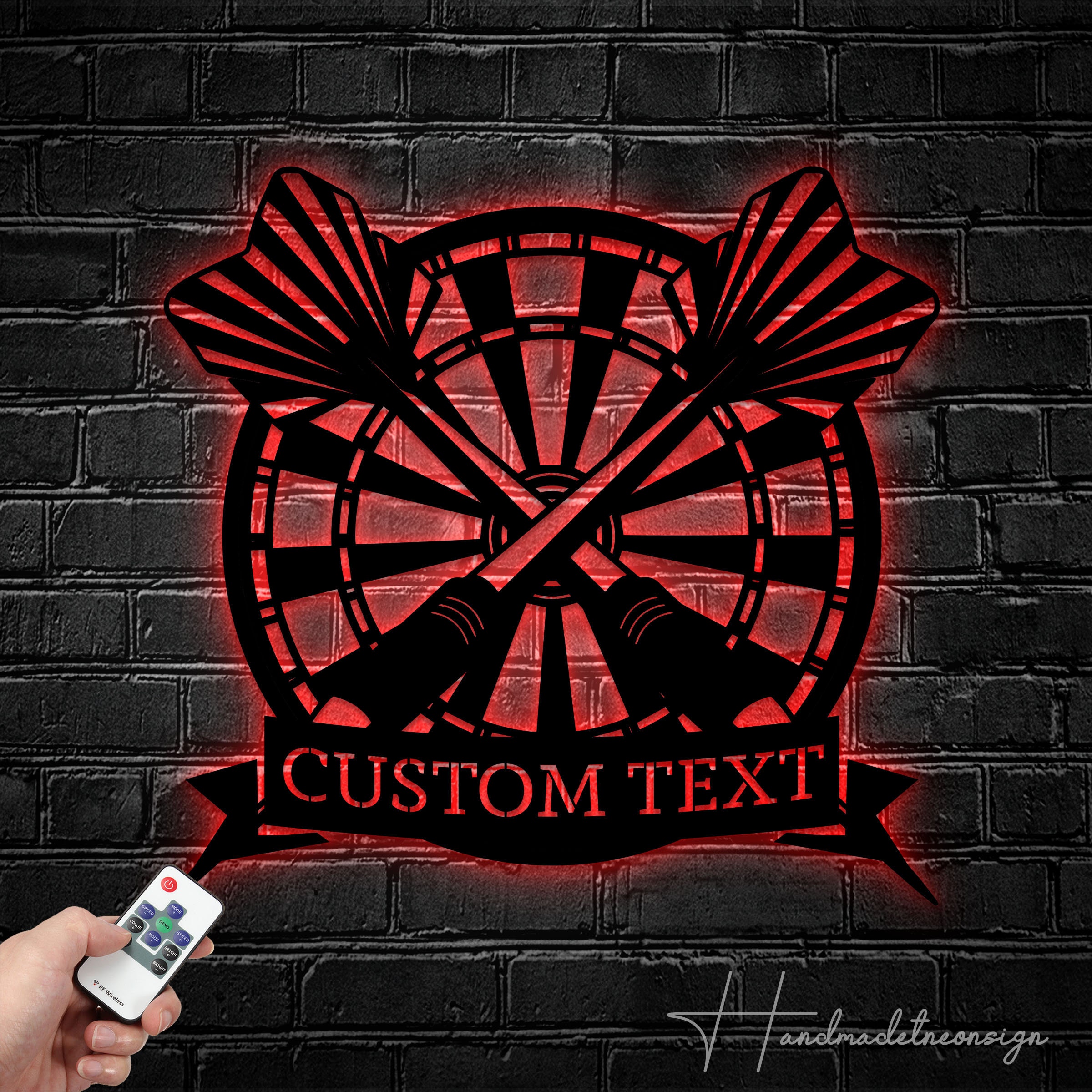 Handmadetneonsign Personalized Name Dart Dartboard Metal Wall Art LED Light - Custom Name Dart Player Metal