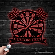 Handmadetneonsign Personalized Name Dart Dartboard Metal Wall Art LED Light - Custom Name Dart Player Metal