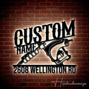 Handmadetneonsign Personalized Tattoo Shop Home Number Metal Sign, Tattoo Studio Address Metal Sign