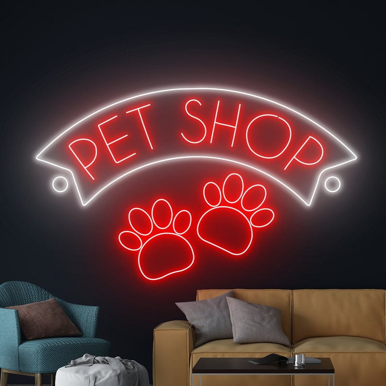 Handmadetneonsign Pet Shop Neon Sign, Pet Shop Open Neon Wall Art Decor ...