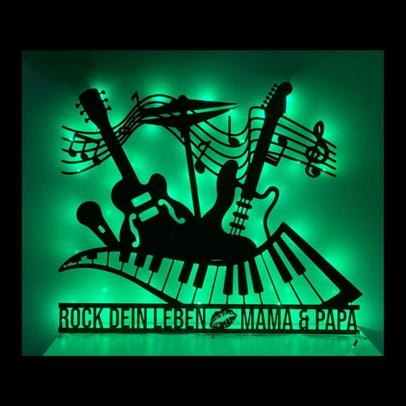 Handmadetneonsign Piano Guitar Metal Art Light, Musical Metal Sign Wall Decor, Band Metal Decor