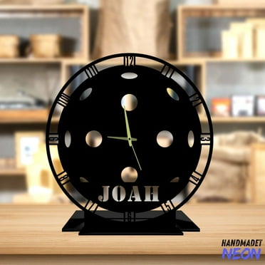 Handmadetneonsign Pickleball Ball Tabletop Metal Clock, Player Name Desktop Clock, Pickleball Clock Home Decor 75803