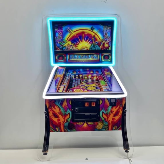Neon Pinball Sign Handmadetneonsign Pinball Machine Decal Printed Neon Light, Pinball ...