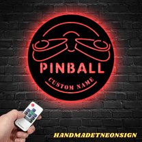 Handmadetneonsign Pinball Metal Wall Art LED Light, Arcade Metal Sign, Custom Name Sign, Game Led Sign