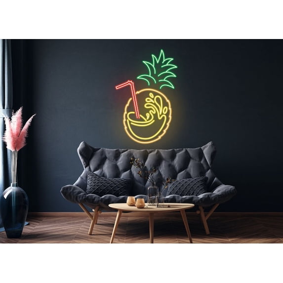 Handmadetneonsign Pineapple Cocktails Led Sign, Pub Led Sign, Wall Decor, Cocktails Neon Sign, Custom Neon Sign, Bar Led Sign, Wall Décor
