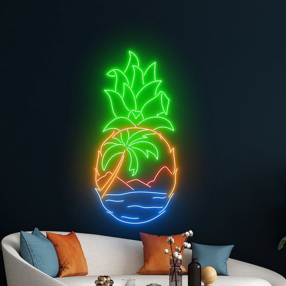 Handmadetneonsign Pineapple Summer Led Sign, Summer Vibe Neon Sign, Beach Led Sign, Summer Decor