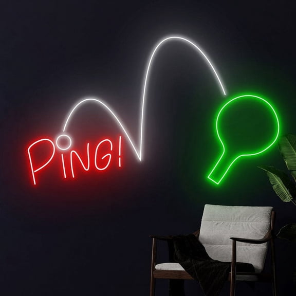Handmadetneonsign Ping Pong Led Sign, Table Tennis Neon Sign, Table Tennis Racket Ball Neon Light
