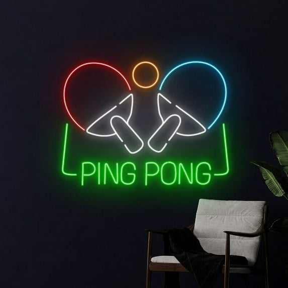 Handmadetneonsign Ping Pong Led Sign, Table Tennis Neon Sign, Table Tennis Racket Led Light