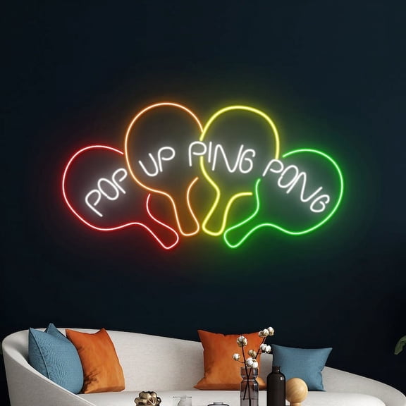 Handmadetneonsign Ping Pong Led Sign, Table Tennis Neon Sign, Table Tennis Racket Neon Light