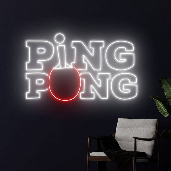 Handmadetneonsign Ping Pong Led Sign, Table Tennis Racket Neon Light, Sport Fan Club Room Decor