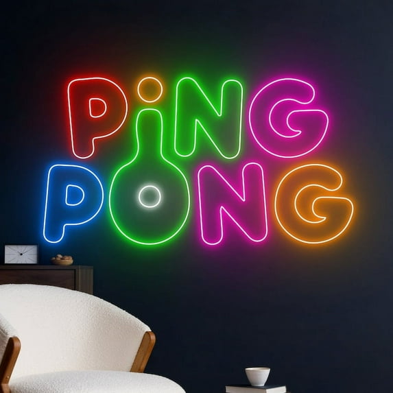 Handmadetneonsign Ping Pong Led Sign, Table Tennis Sport Neon Sign, Table Tennis Racket Neon Light